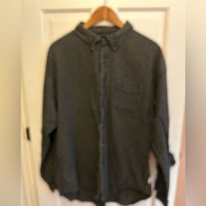 Mens J Crew Button Front Shirt Navy Blue and Cream.